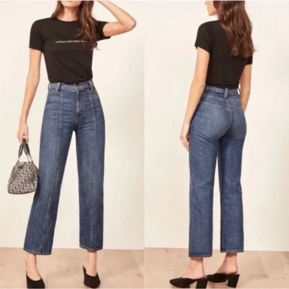 Reformation 70's High Rise Stud Jeans in Medium Wash - Picture 5 of 10